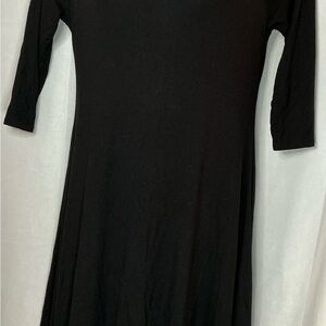 French Atmosphere Black 3/4 Sleeve Dress